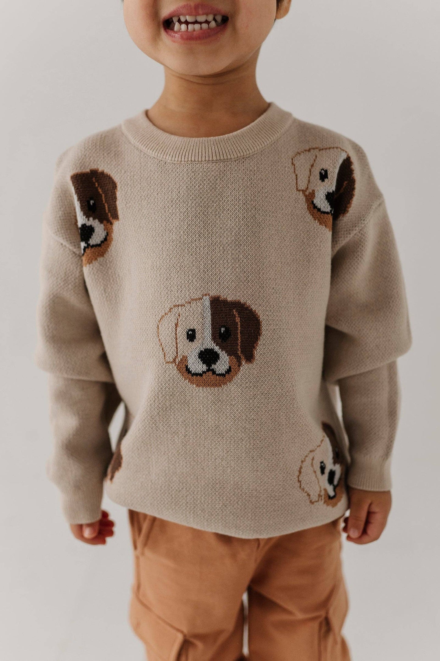 Puppies print knit sweater for kids