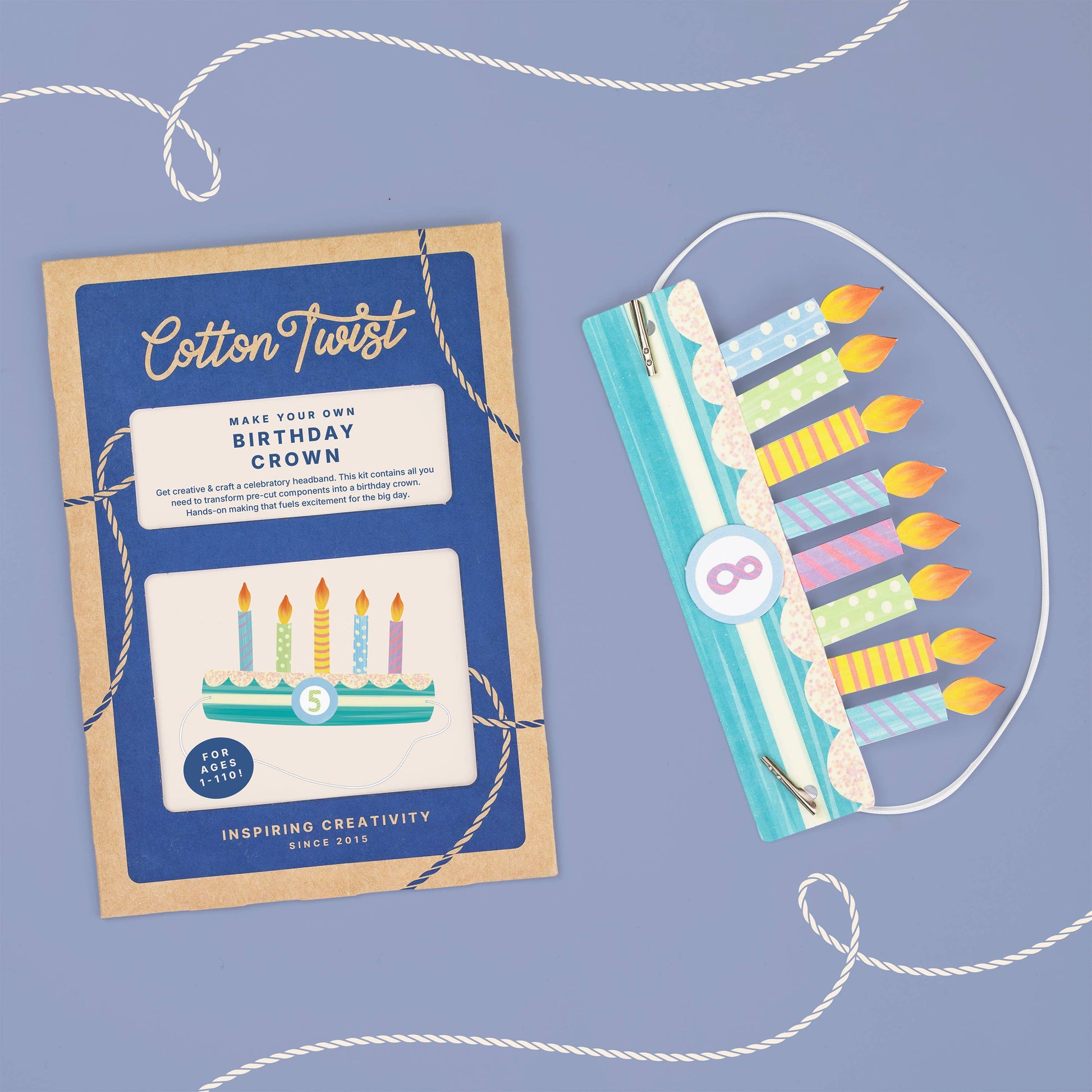 Make your own birthday crown craft kit for kids front view