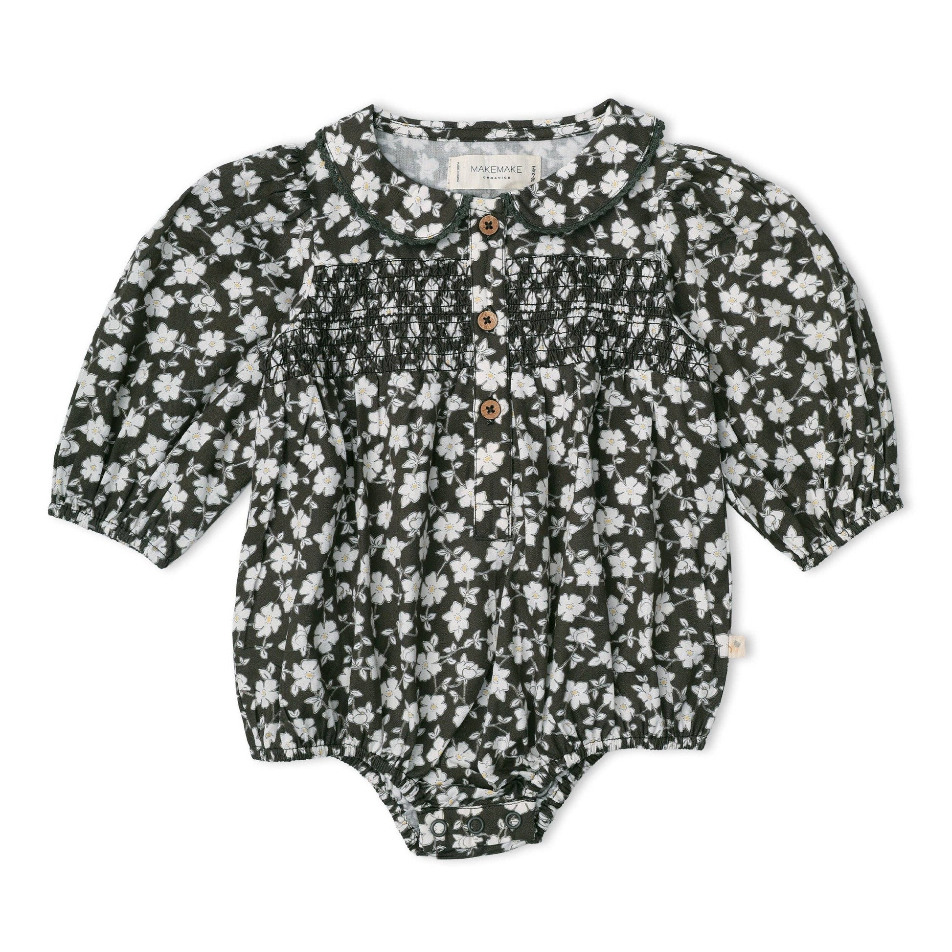 Organic Smocked Twilight Bubble Romper for baby