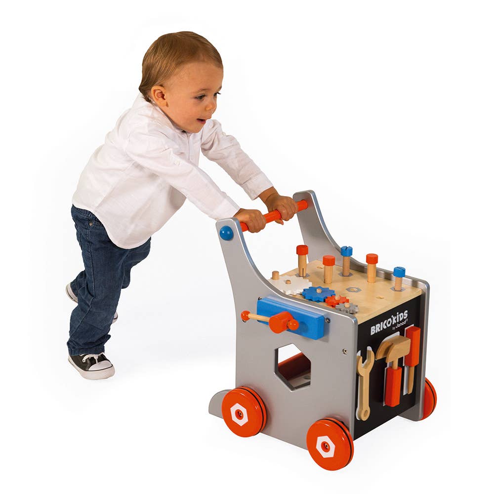 Wooden tool cart walker for toddlers, view 6