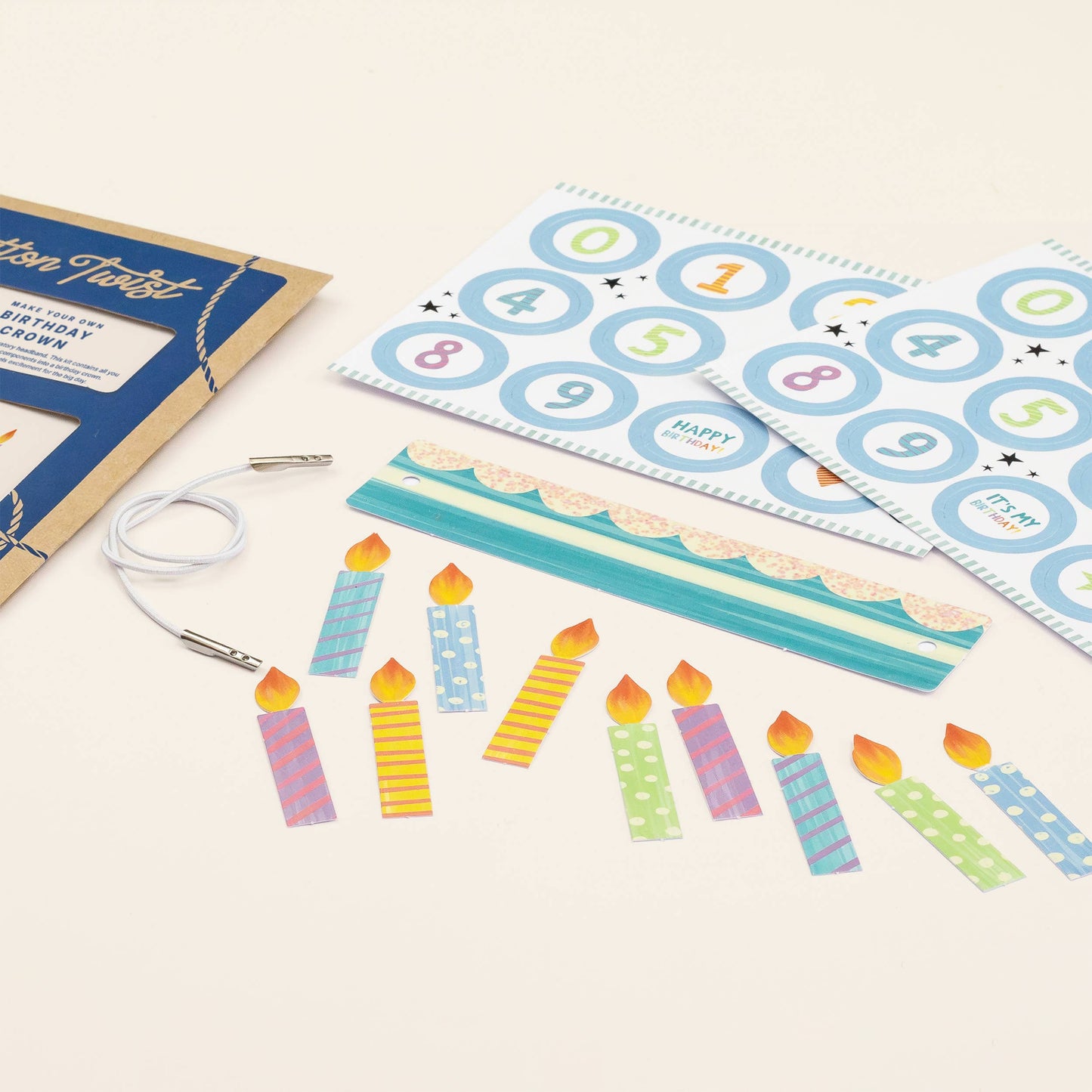 Birthday crown craft kit flat lay product view