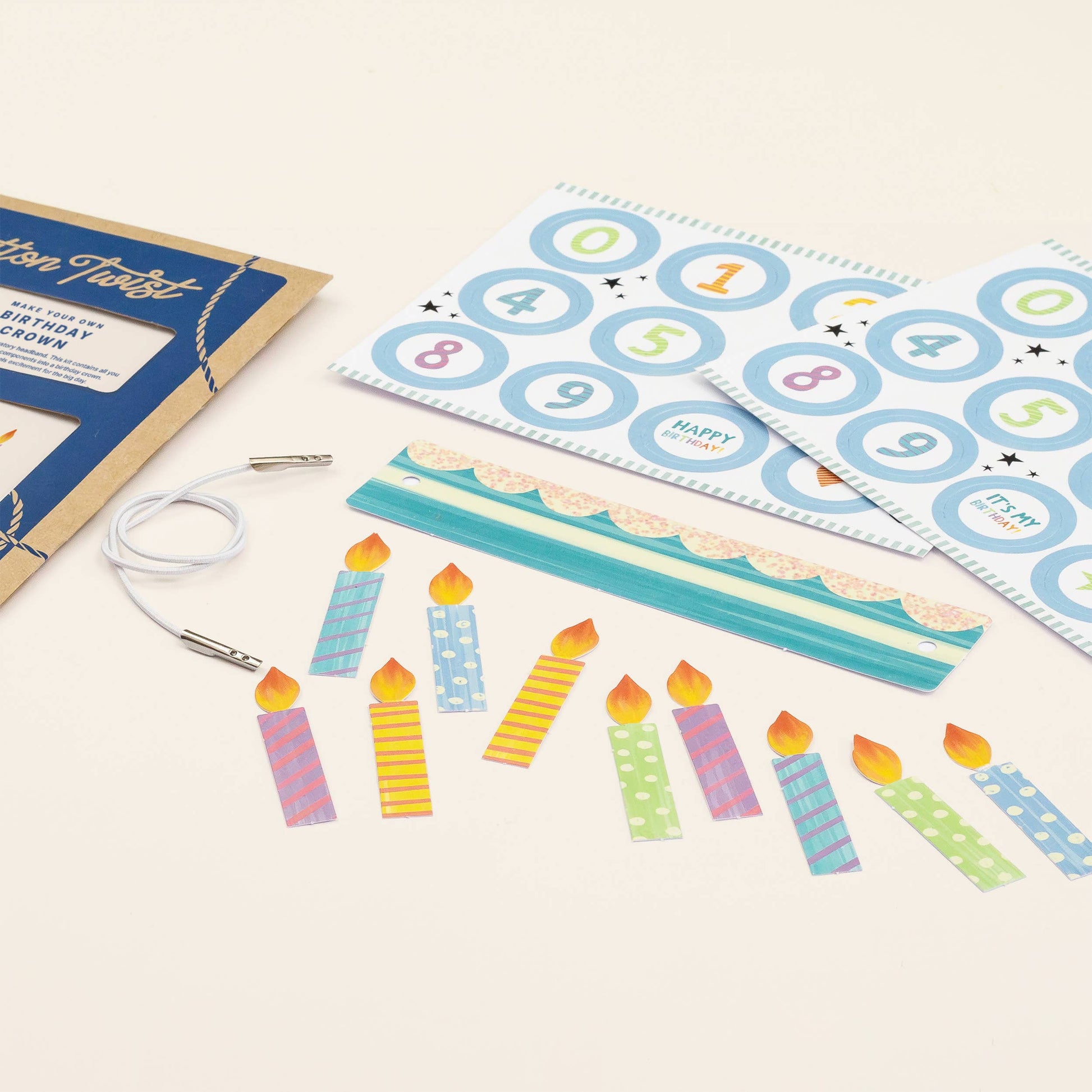 Birthday crown craft kit flat lay product view
