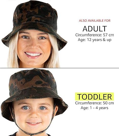 Kids camo bucket hat back view