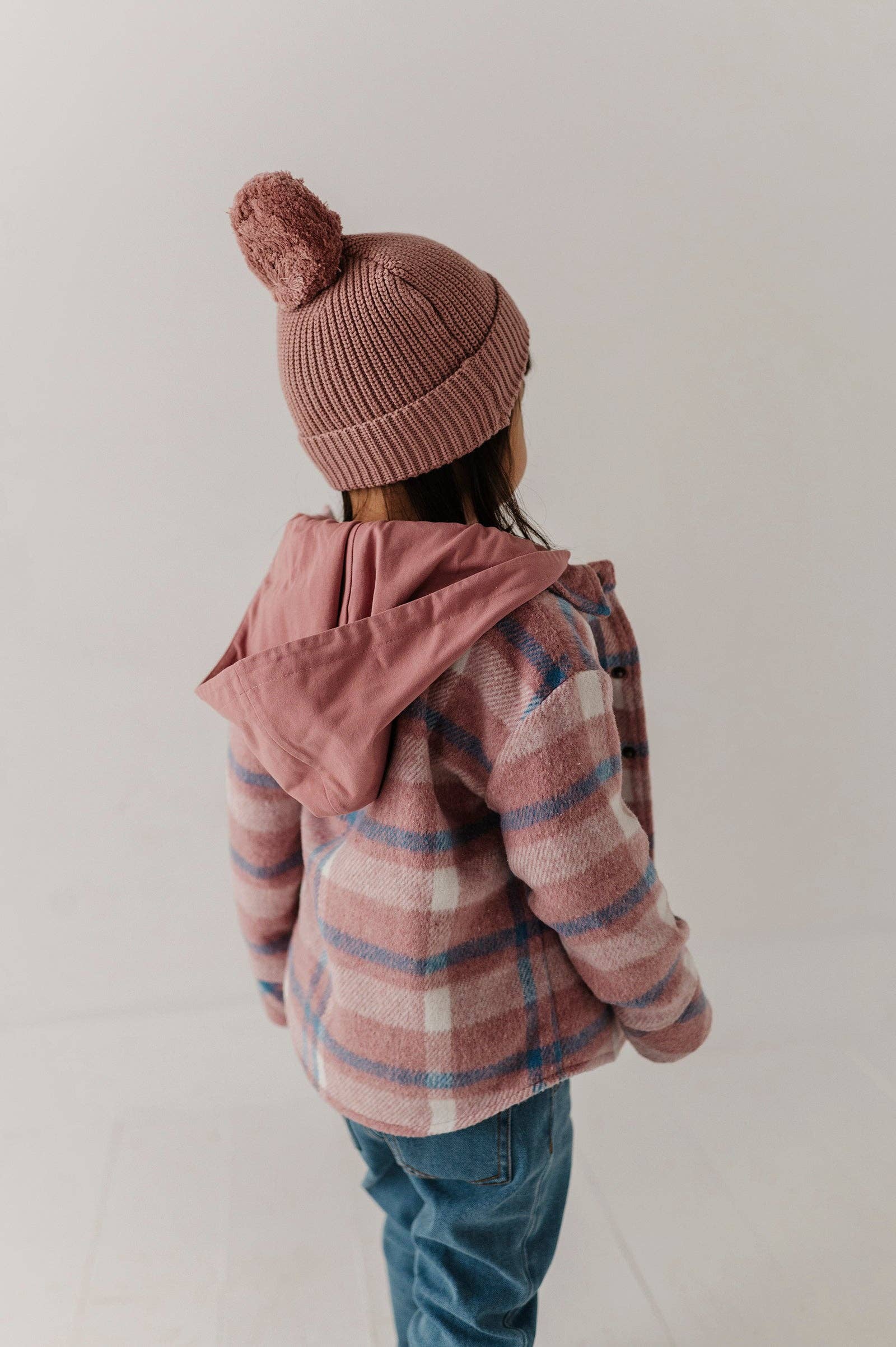 Pink hooded shacket for kids