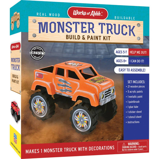 Monster truck buildable wood craft and paint kit
