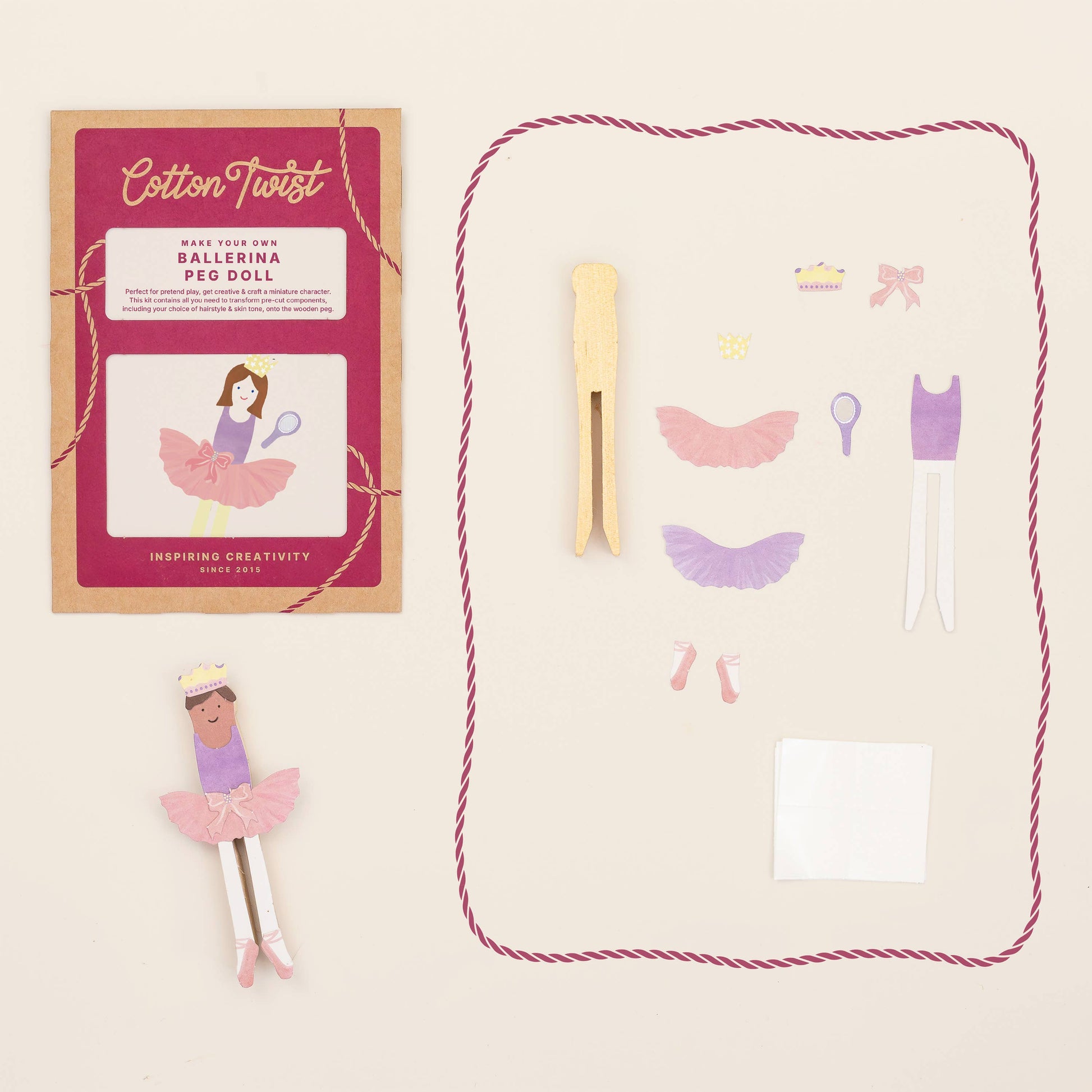 Kids ballerina peg doll completed example view