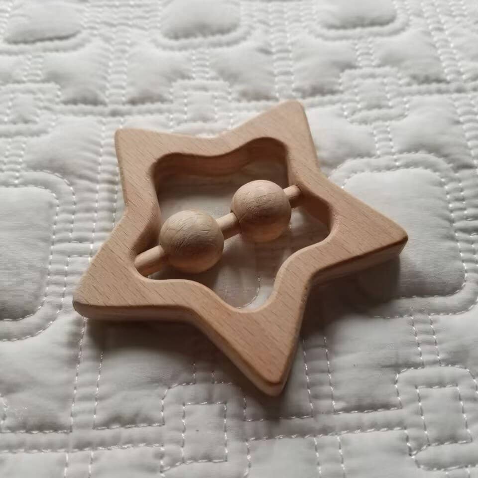 Star Beechwood Teething Rattle