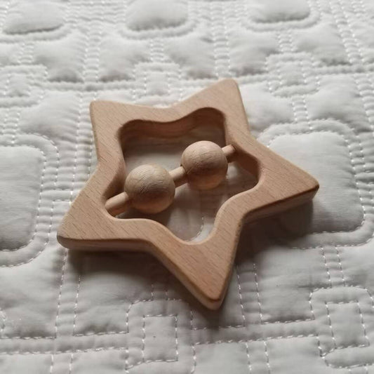 Star Beechwood Teething Rattle