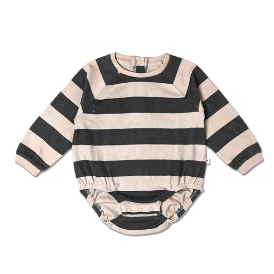 Organic Long Sleeve Bubble Romper - Bold Stripes