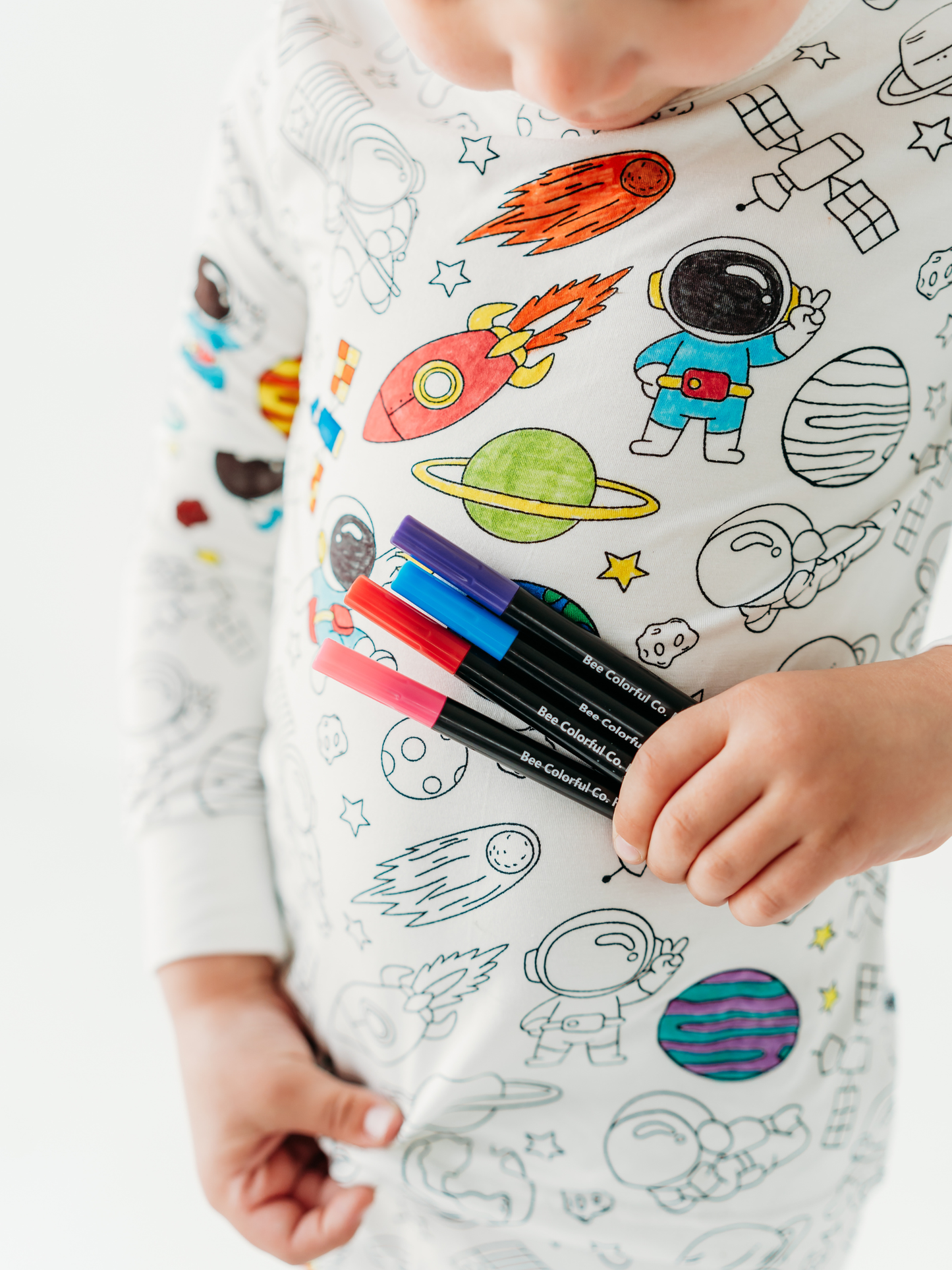 Space Coloring PJs with Fabric Markers