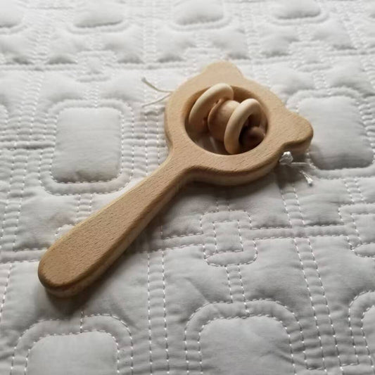 Bear Wooden Baby Rattle Toy