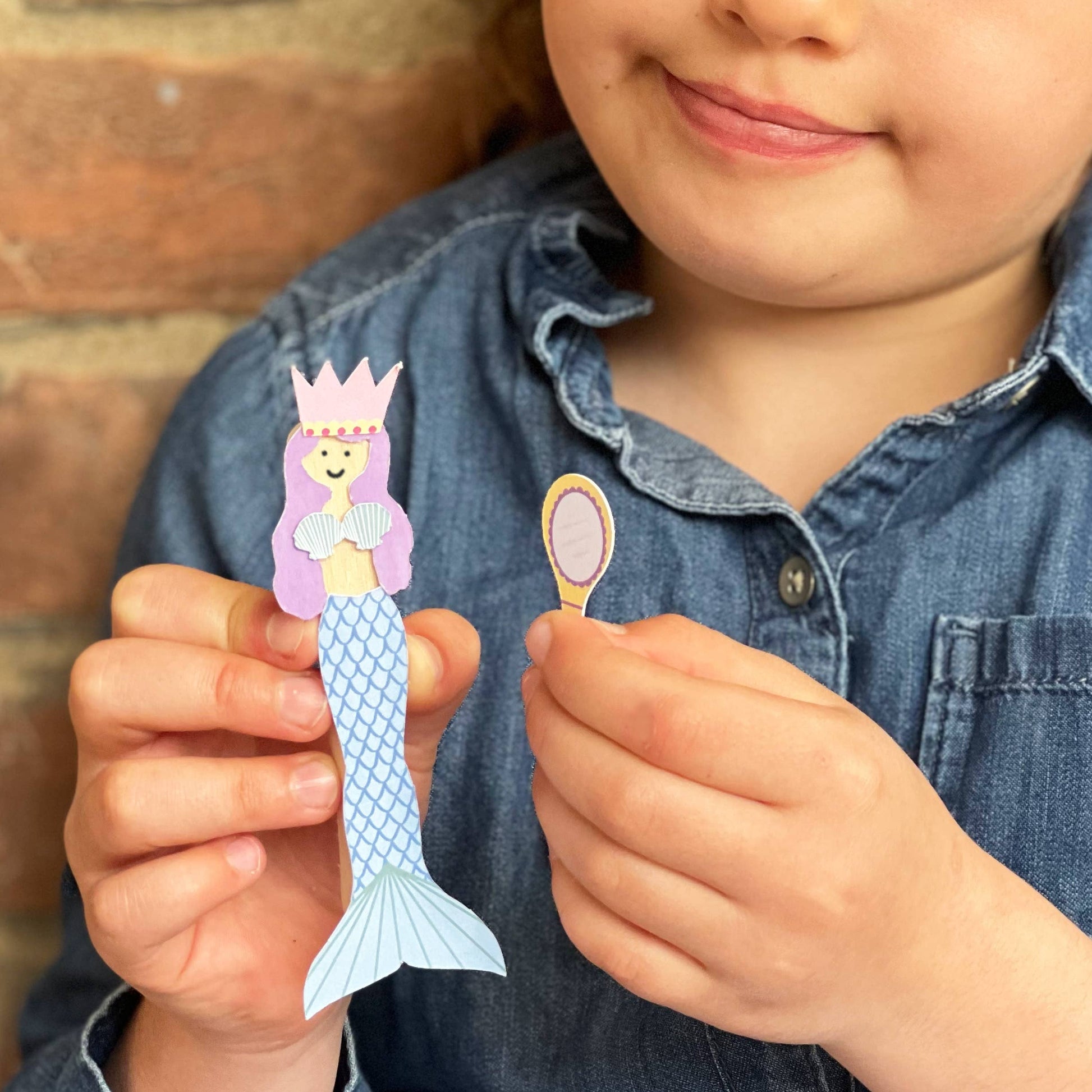 Mermaid peg doll kit close up materials detail