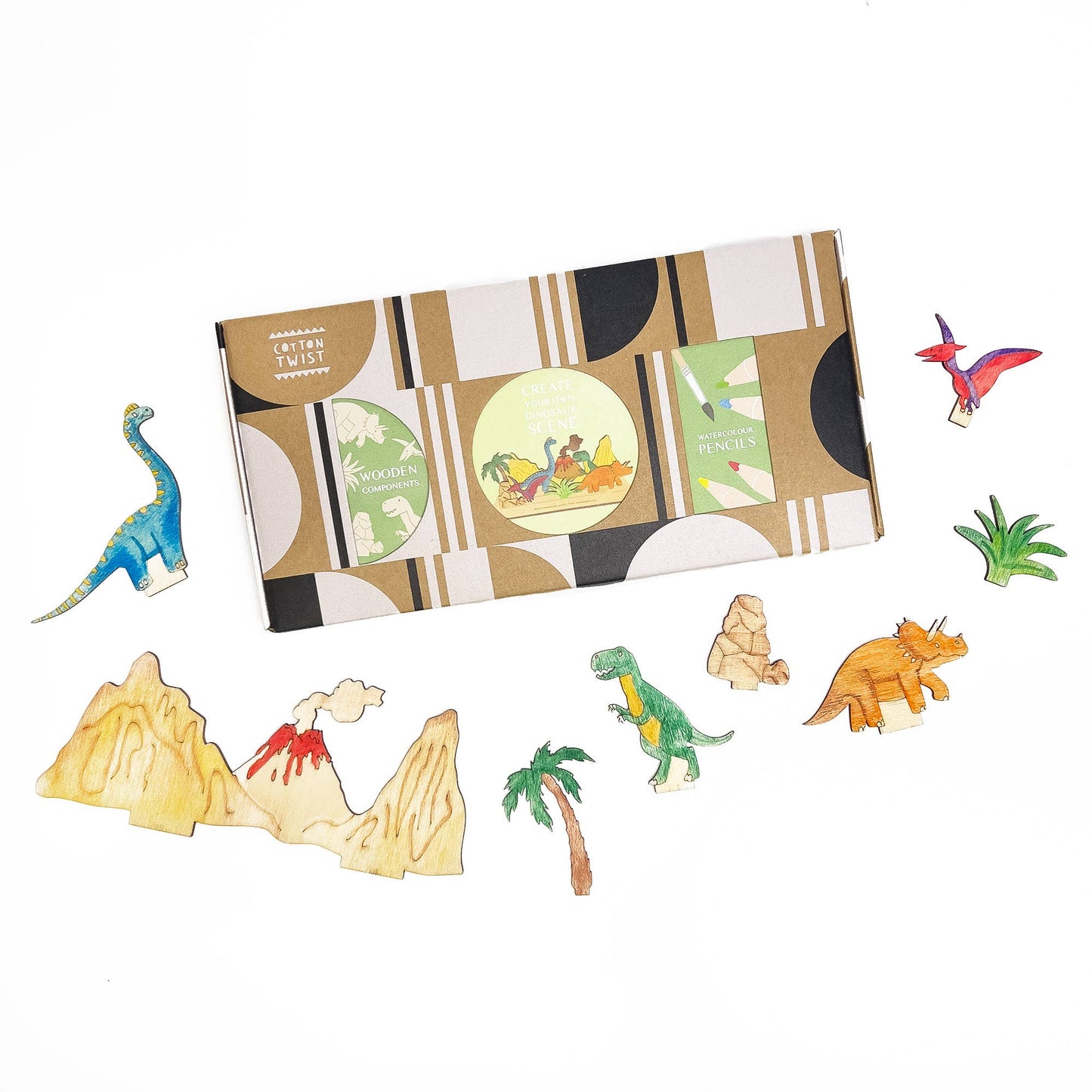 Create your own dinosaur scene craft kit for kids front view