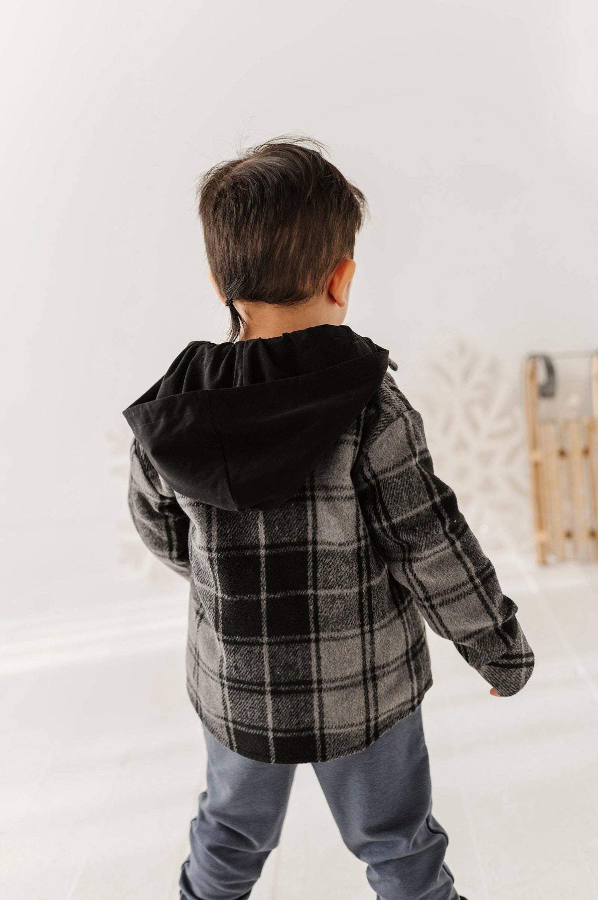 Charcoal hooded shacket for kids