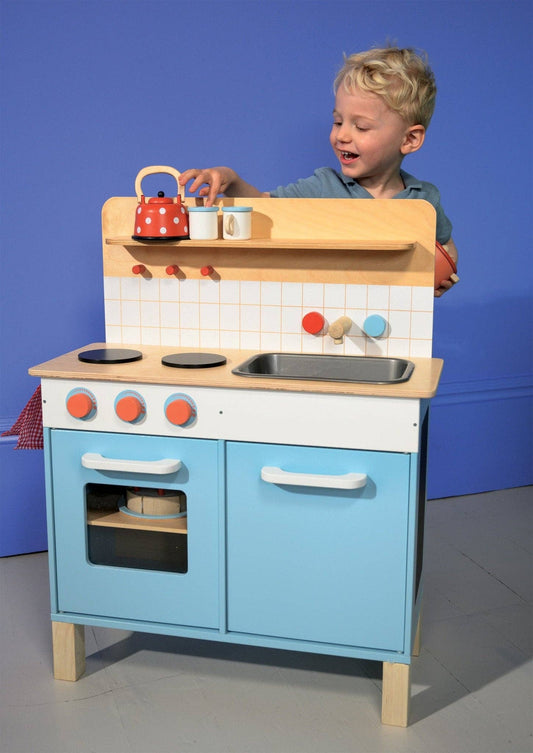 Wooden play kitchen for kids