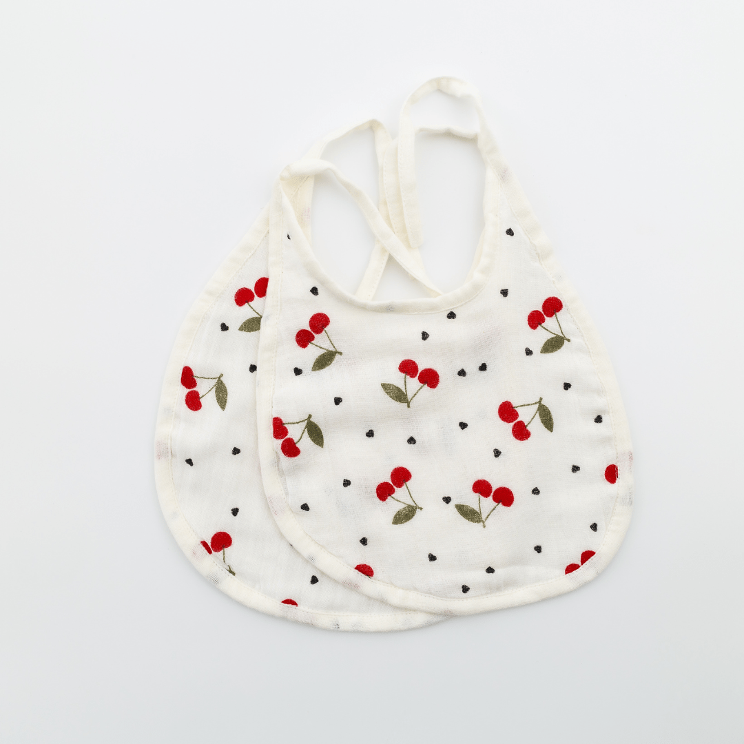 Cherry Organic Muslin Bibs