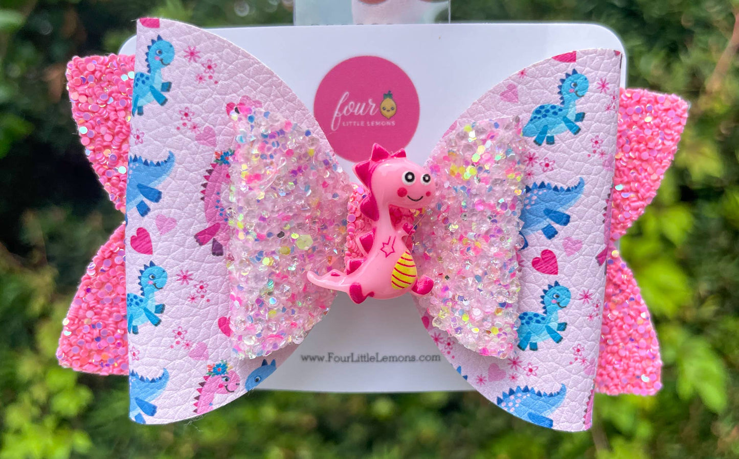 Pink Dino Hair Bow