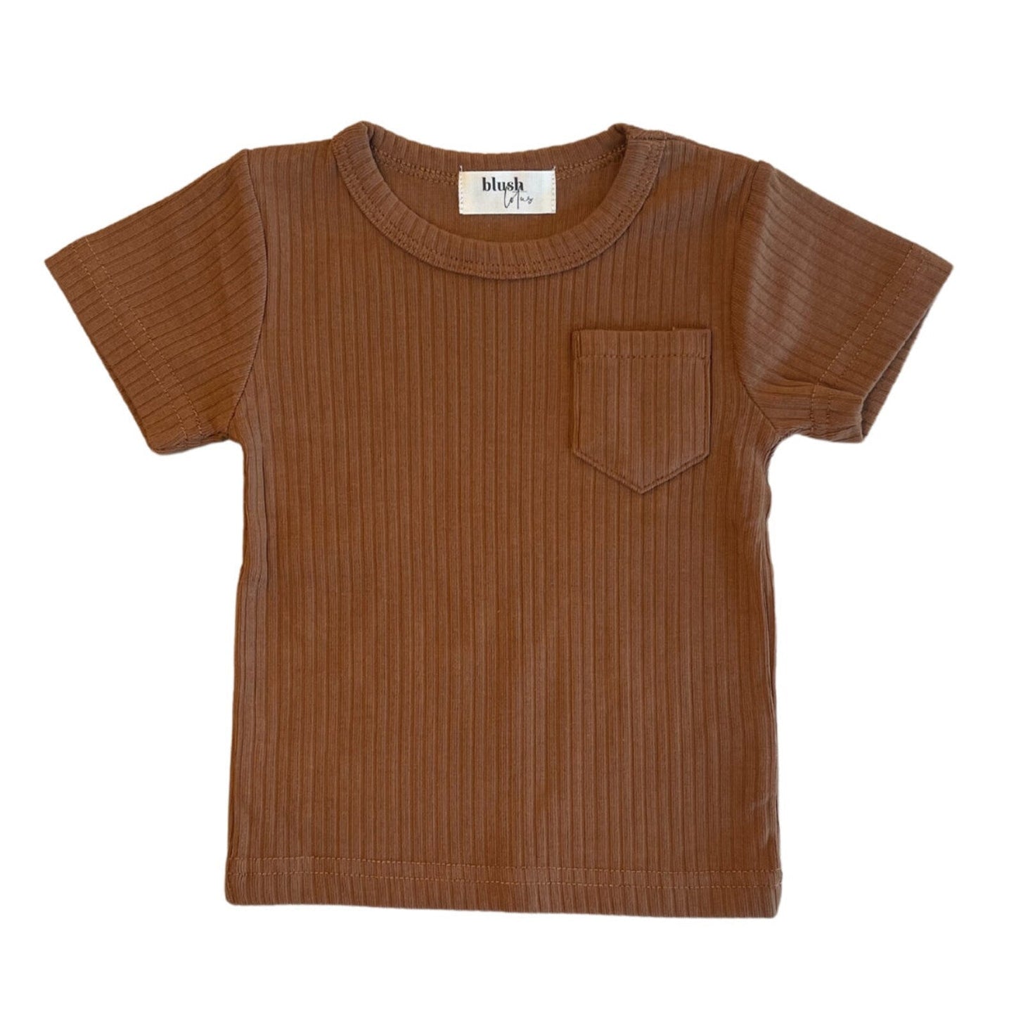 Cognac Ribbed Pocket Tee