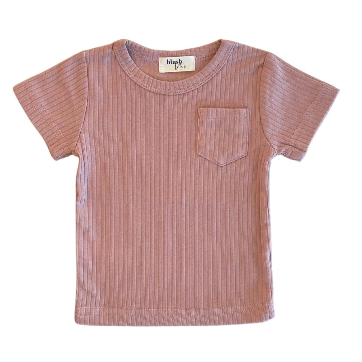 Dusty Rose Ribbed Pocket Tee