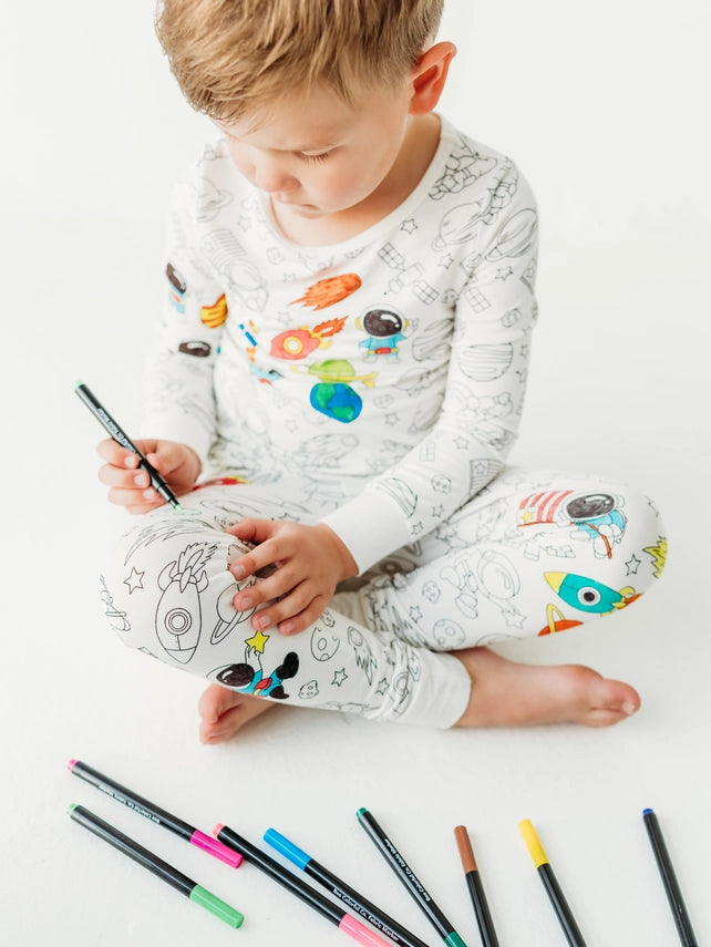 Space Coloring PJs with Fabric Markers