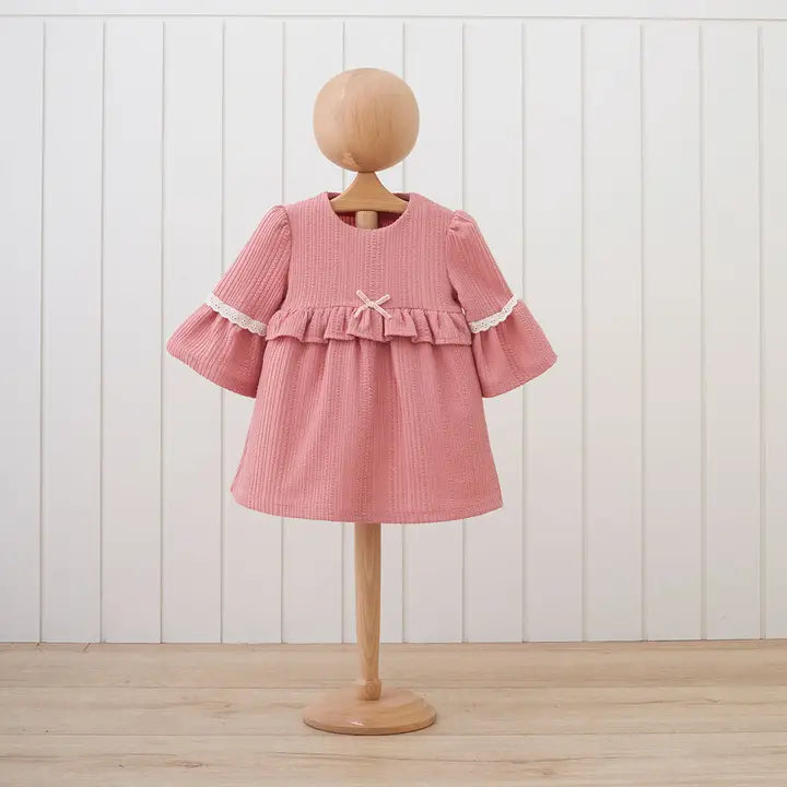 Girls ruffles and lace boutique dress close up fabric detail