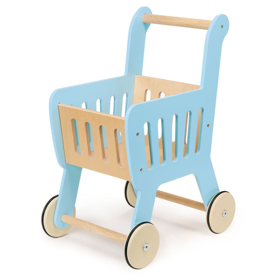 Kids Wooden Shopping Cart | Pretend Play Grocery Trolley for Ages 3 ...