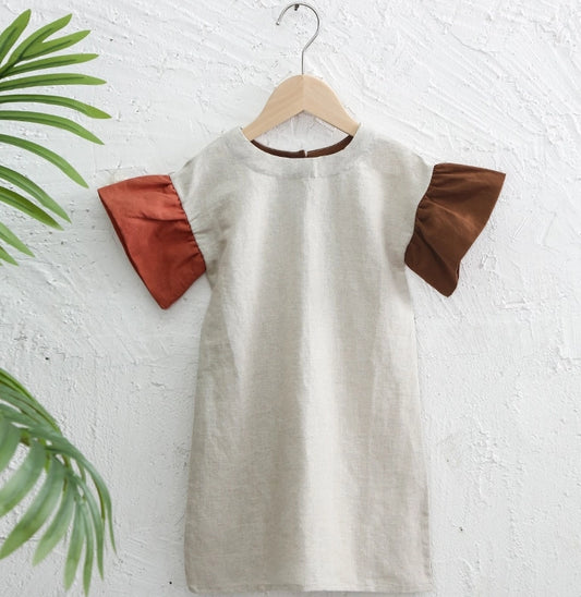 Summer on the Block linen dress for girls soft lightweight boutique front view
