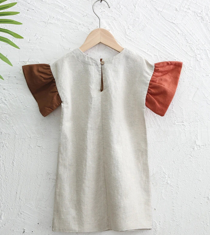 Girls linen summer dress worn lifestyle view