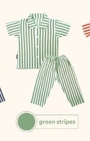 Children's pajama set with various color options on a white background